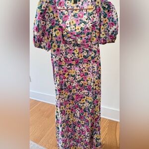 Vibrant Floral Maxi Dress with Puff Sleeves